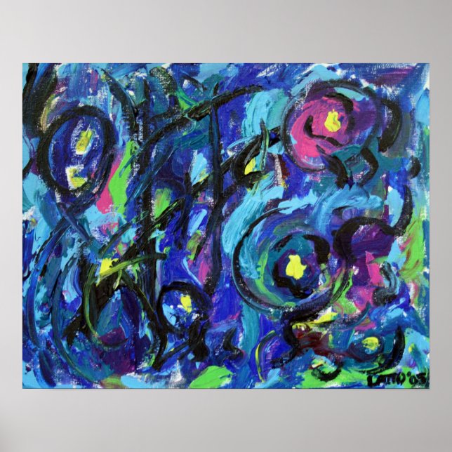 Musical Notes Abstract Art Painting Poster (Front)