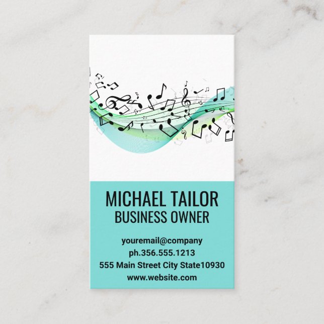 Musical Notes Abstract Background Business Card (Front)
