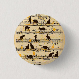 Musical notes and kittens 3 cm round badge