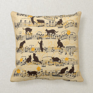 Musical notes and kittens cushion