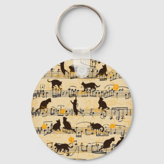 Musical notes and kittens key ring