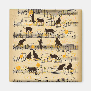 Musical notes and kittens magnet
