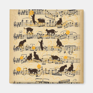 Musical notes and kittens magnet