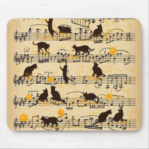 Musical notes and kittens mouse mat