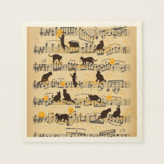 Musical notes and kittens napkin