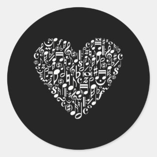 Musical Notes and Music Symbols Heart Music Classic Round Sticker