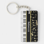 Musical Notes and Piano Keys Black and Gold