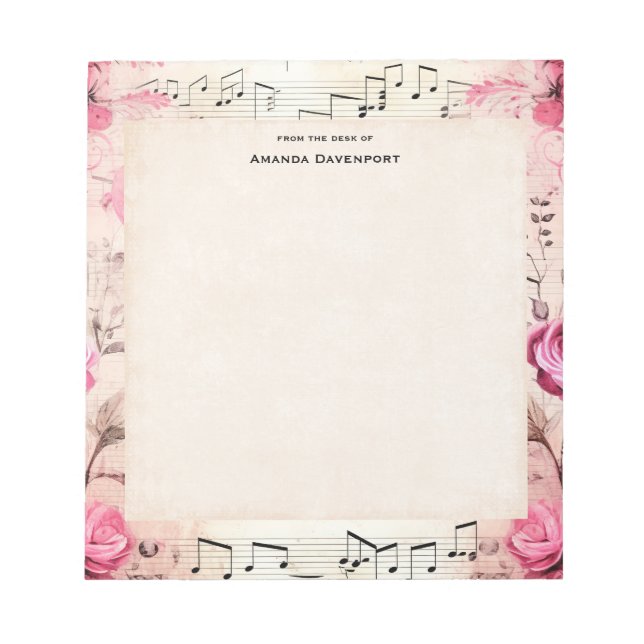 Musical Notes and Roses Vintage Design (Front)