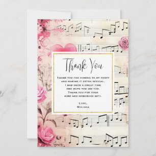 Musical Notes and Roses Vintage Design
