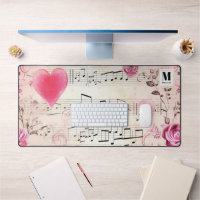 Musical Notes and Roses Vintage Design Monogram