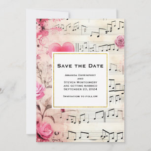 Musical Notes and Roses Vintage Design Wedding