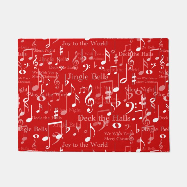 Musical Notes and Symbols, Christmas Carols Doormat (Front)