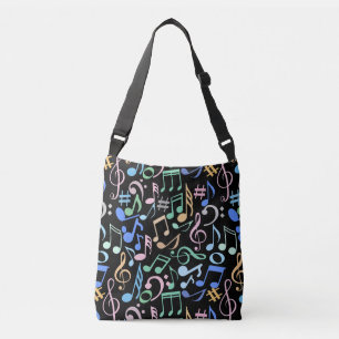 Musical Notes and symbols Pattern pastel. Black BG Crossbody Bag