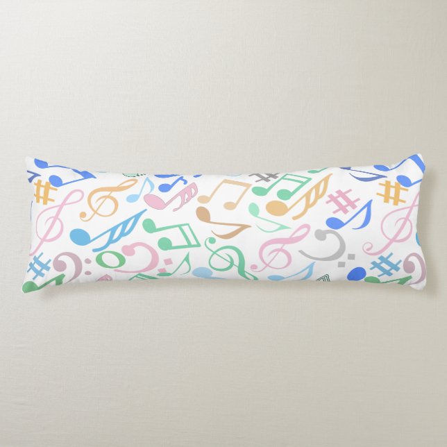Musical Notes and symbols Pattern pastel.w Body Cushion (Front)