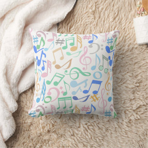 Musical Notes and symbols Pattern pastel.w Cushion