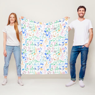 Musical Notes and symbols Pattern pastel.w Fleece Blanket