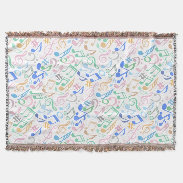 Musical Notes and symbols Pattern pastel.w Throw Blanket (Front)
