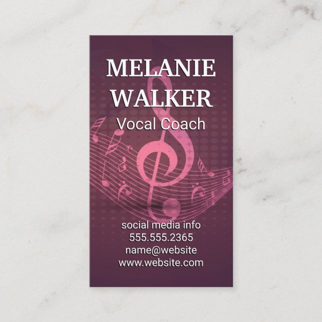 Musical Notes Background Business Card (Front)