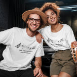 Musical Notes Band or Choir Teacher Custom Music T-Shirt<br><div class="desc">A cool custom music teacher class t-shirt featuring a musical staff with notes on a blue background. Order this personalised gift for a musician,  composer,  band or orchestra conductor,  or choir director and customise with a name or other text.</div>