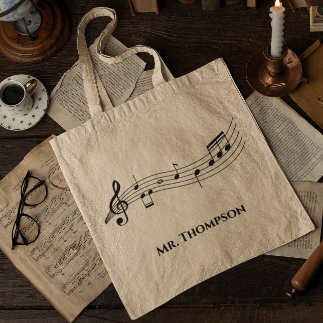 Musical Notes Band or Choir Teacher Custom Music Tote Bag (Creator Uploaded)