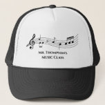 Musical Notes Band or Choir Teacher Custom Music Trucker Hat<br><div class="desc">A cool custom music teacher hat featuring a musical staff with notes. Order this personalised cap gift for a musician,  composer,  band or orchestra conductor,  or choir director and customise with a name or other text.</div>