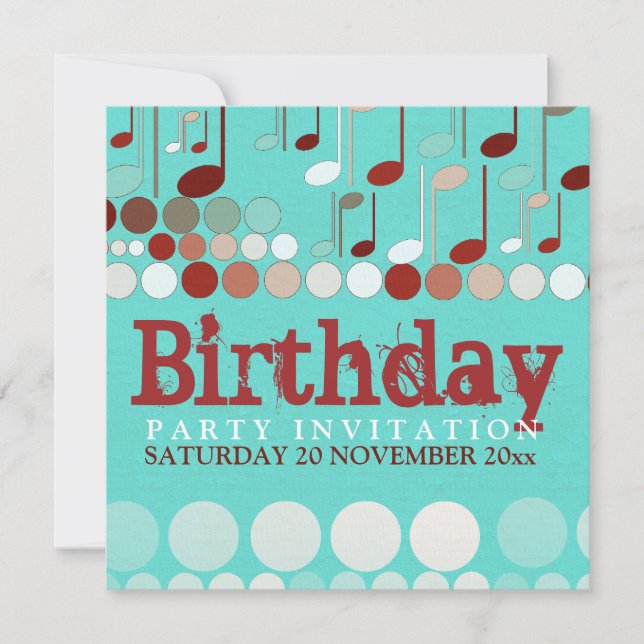 Musical Notes Birthday Invitation (Front)