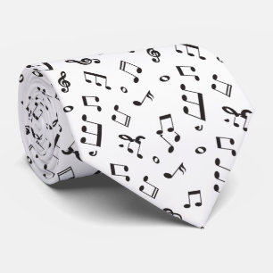 Musical Notes Black and White Tie