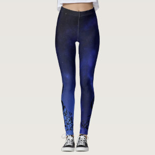 Musical Notes & Blue Constellations Leggings