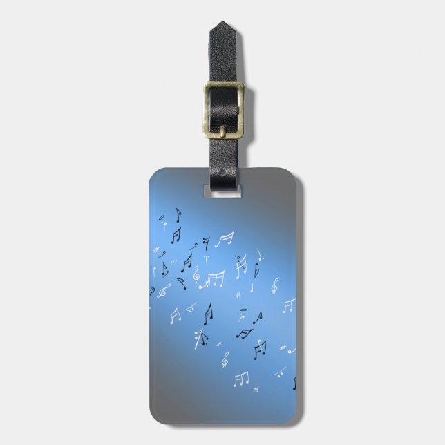 Musical Notes Blue Moon Luggage Tag (Front Vertical)