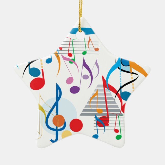 Musical Notes Ceramic Tree Decoration (Front)