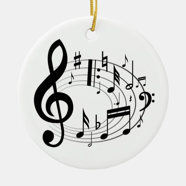 Musical Notes Ceramic Tree Decoration (Front)