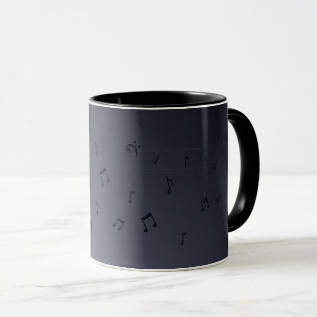 Musical Notes Charcoal Grey Mug (Front Right)