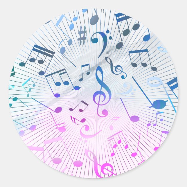 Musical Notes Classic Round Sticker (Front)