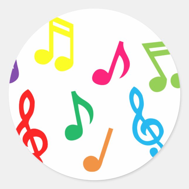 Musical notes classic round sticker (Front)