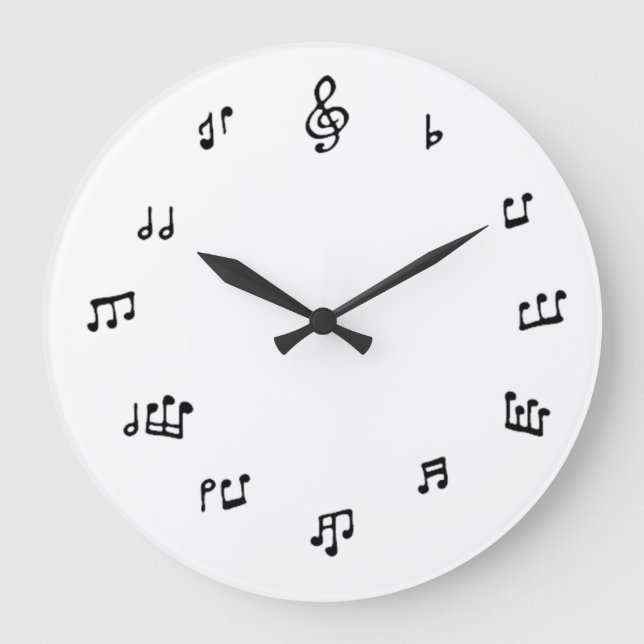 Musical Notes Clock on White background (Front)