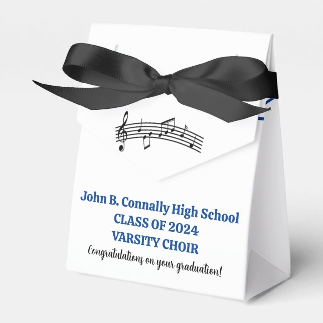 Musical Notes Custom Choir Graduation Party Favour Box (Front Side)