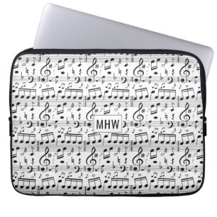 Musical Notes custom monogram laptop sleeves