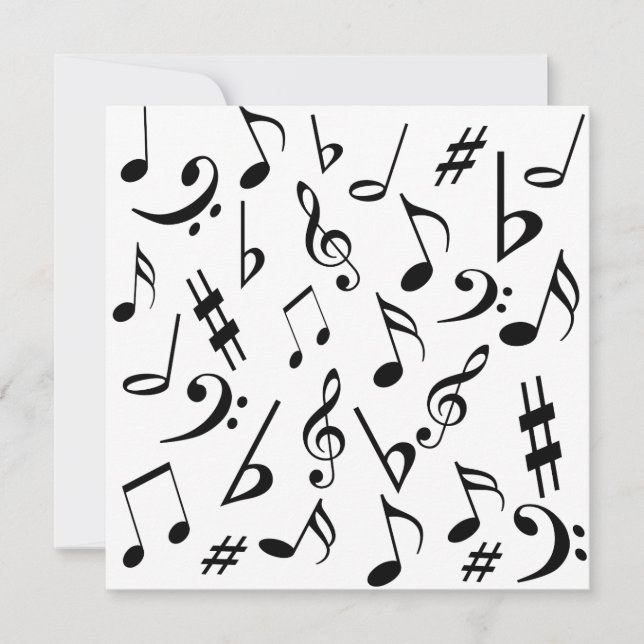 Musical Notes Customisable Invitation Black White (Front)