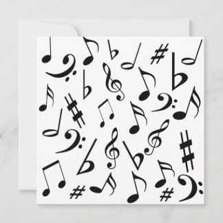 Musical Notes Customisable Invitation Black White