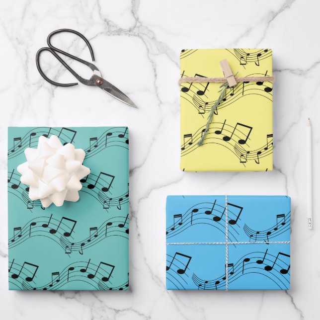  Musical Notes Design Wrapping Paper Sheet (Front)