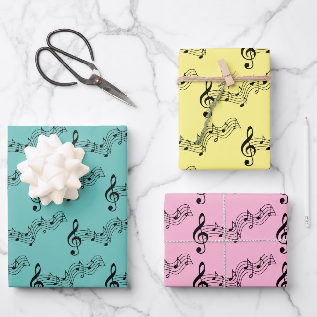 Musical Notes Design Wrapping Paper Sheet (Front)