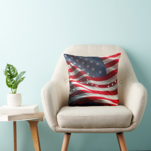 Musical Notes Floating On an American Flag Cushion