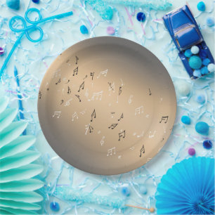 Musical Notes Golden Moon Paper Plate