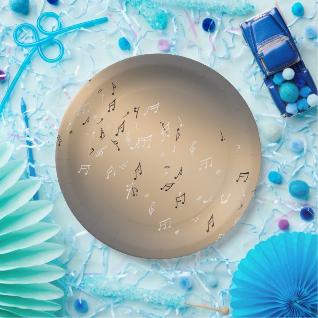 Musical Notes Golden Moon Paper Plate (Party)