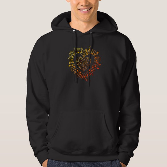 Musical Notes Heart Musician Music School Clef Orc Hoodie (Front)
