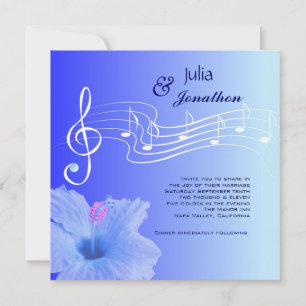 Musical Notes & Hibiscus Wedding Invitation