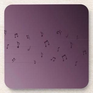 Musical Notes in Dark Ombre Plastic Coaster