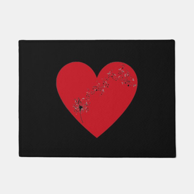 Musical notes in the heart, Door Mat (Front)