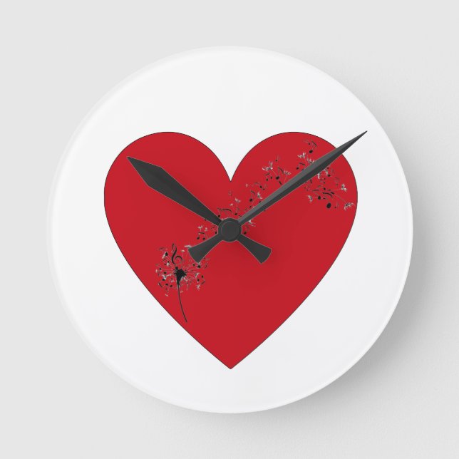 Musical notes in the heart, Wall Clock (Front)