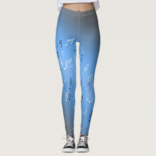 Musical Notes in the Moonlight Blue Leggings